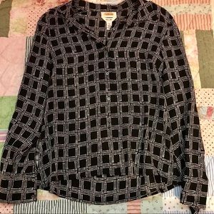Vintage Talbots Pure 100% Silk Button Down Checker Print Top